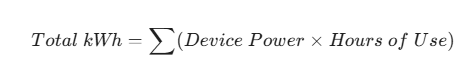 صيغة حساب استهلاك الطاقة اليومي كيلووات ساعة