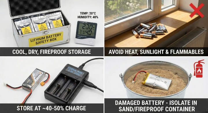 دليل كيفية تخزين بطاريات الليثيوم بأمان
